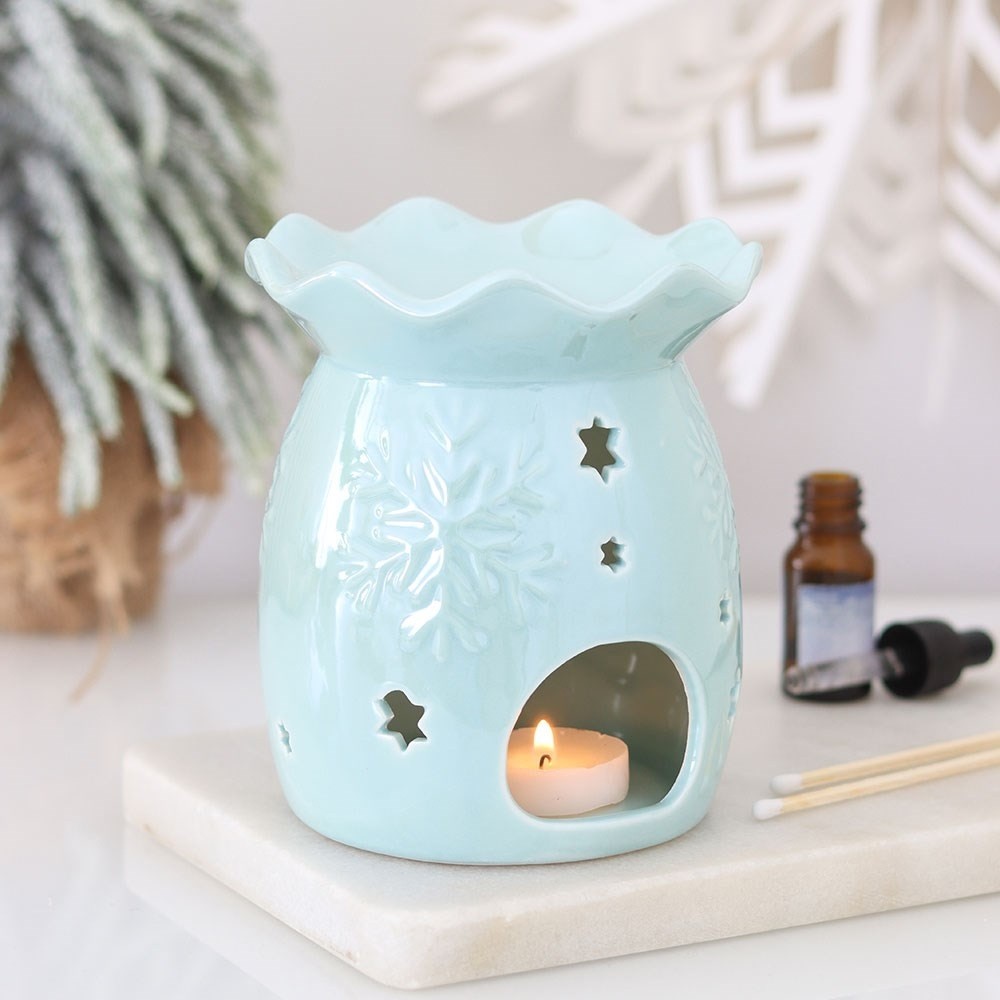 Something Different - Iridescent Blue Snowflake and Wax Warmer Ölbrenner/Teelichthalter fürs Raumdüfte - Blau
